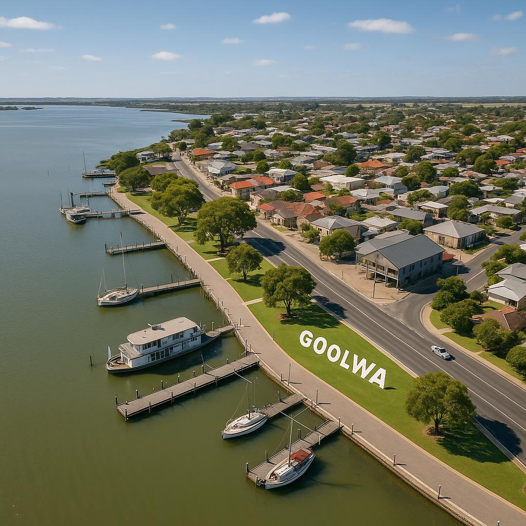Beautiful aerial view of Goolwa waterfront