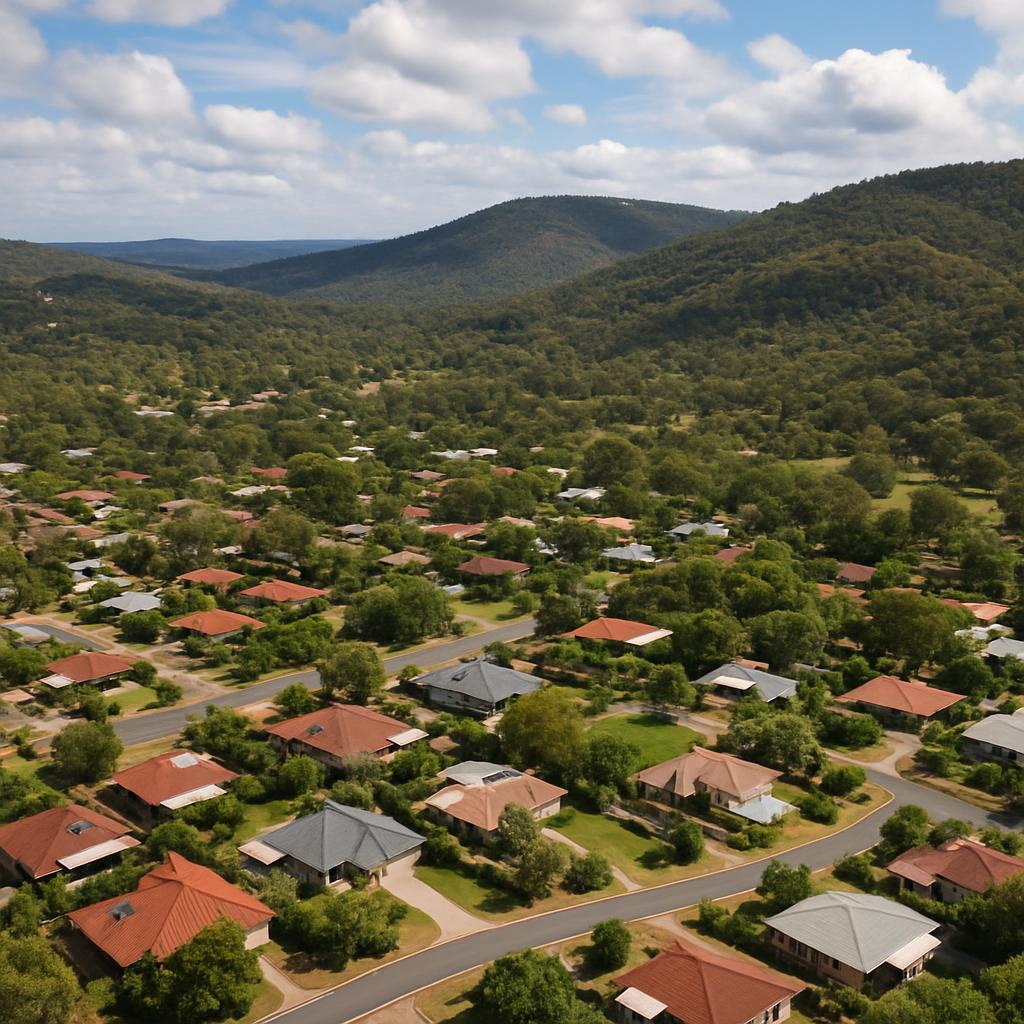 Aerial view of Greenmount suburb showing green spaces and housing layout