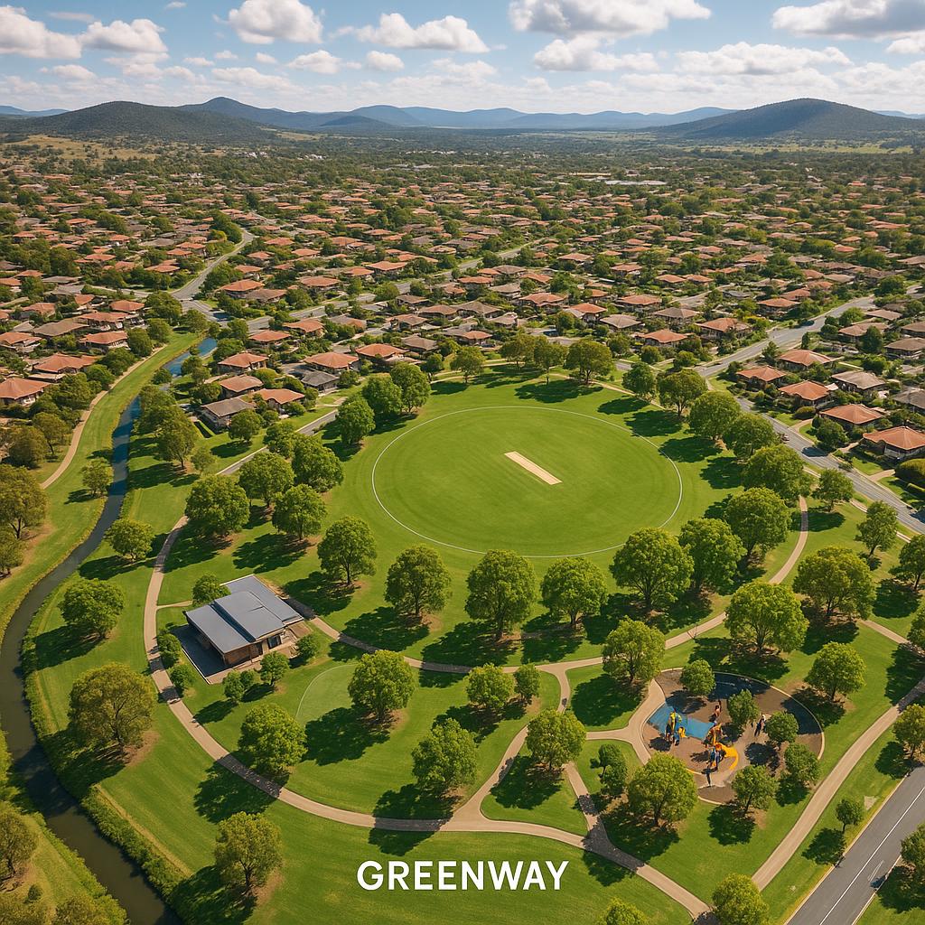 Aerial view of Greenway suburb in ACT