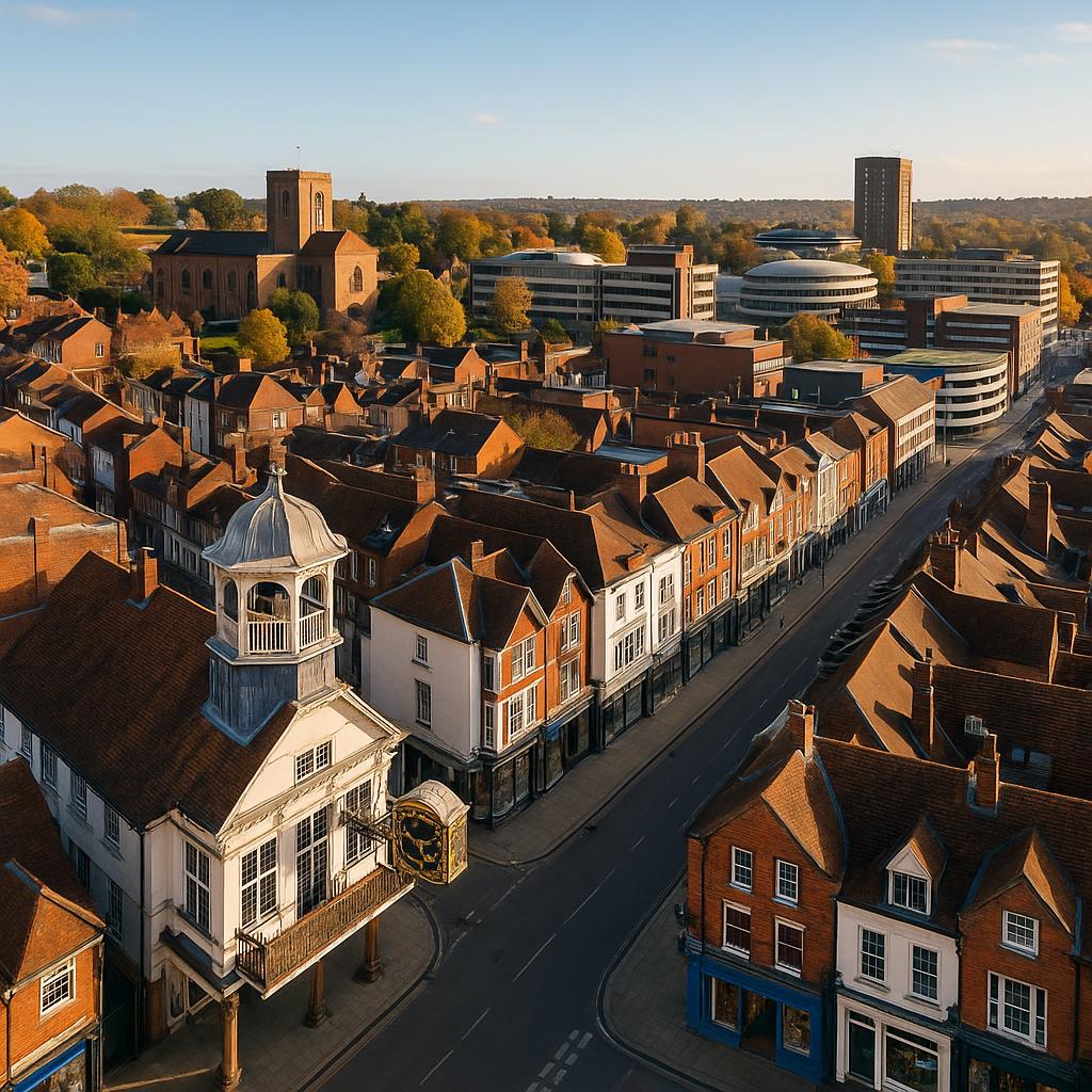 Aerial view of Guildford suburb in Western Australia