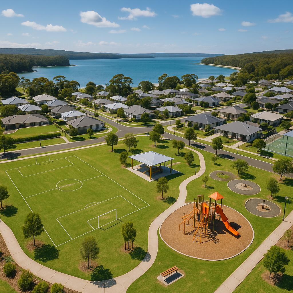 Scenic view of HMAS Creswell with parks and community areas