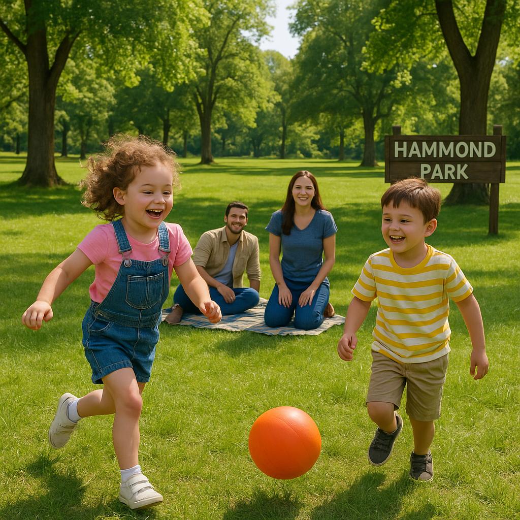 Family enjoying a park in Hammond Park, WA.