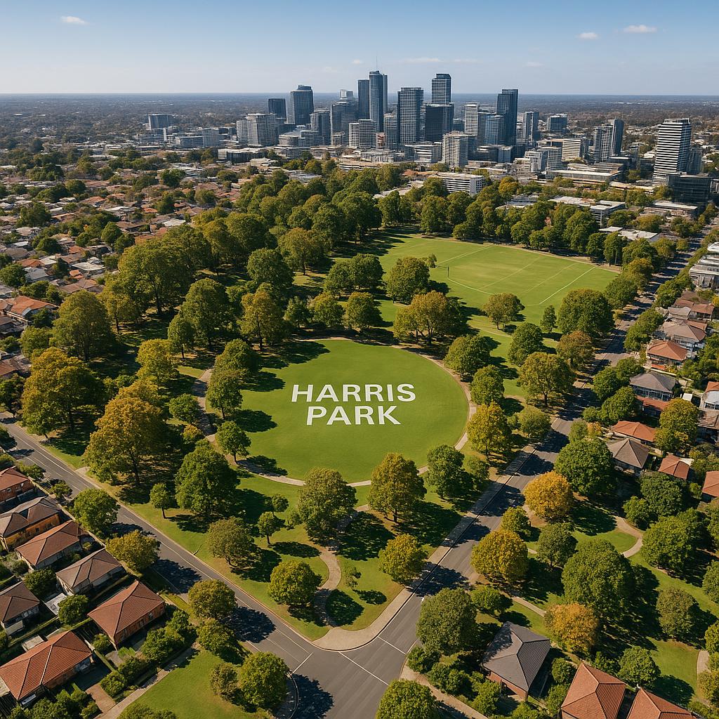 Aerial view of Harris Park, NSW