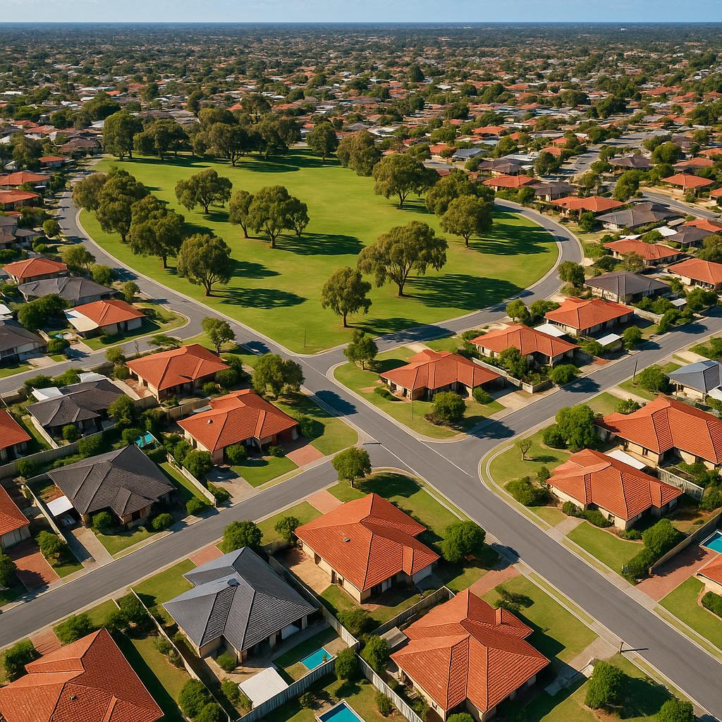 Aerial view of Heathridge suburb, Perth