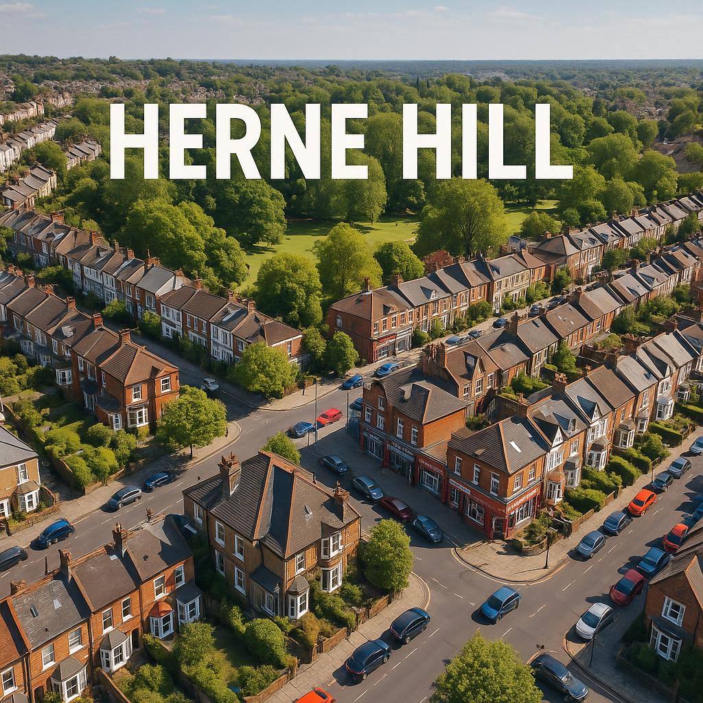 Aerial view of Herne Hill with homes and parks