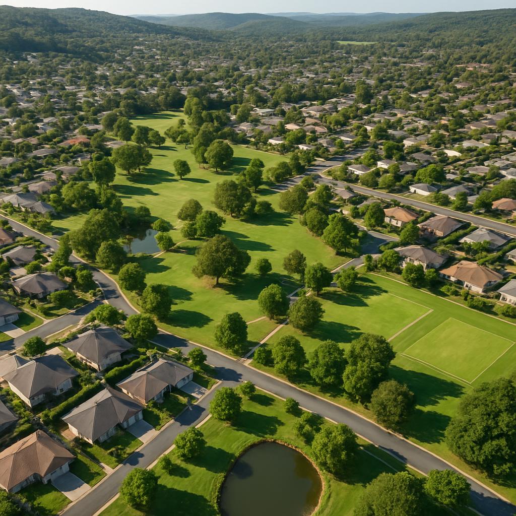 Aerial view of Hocking suburb showcasing parks and homes