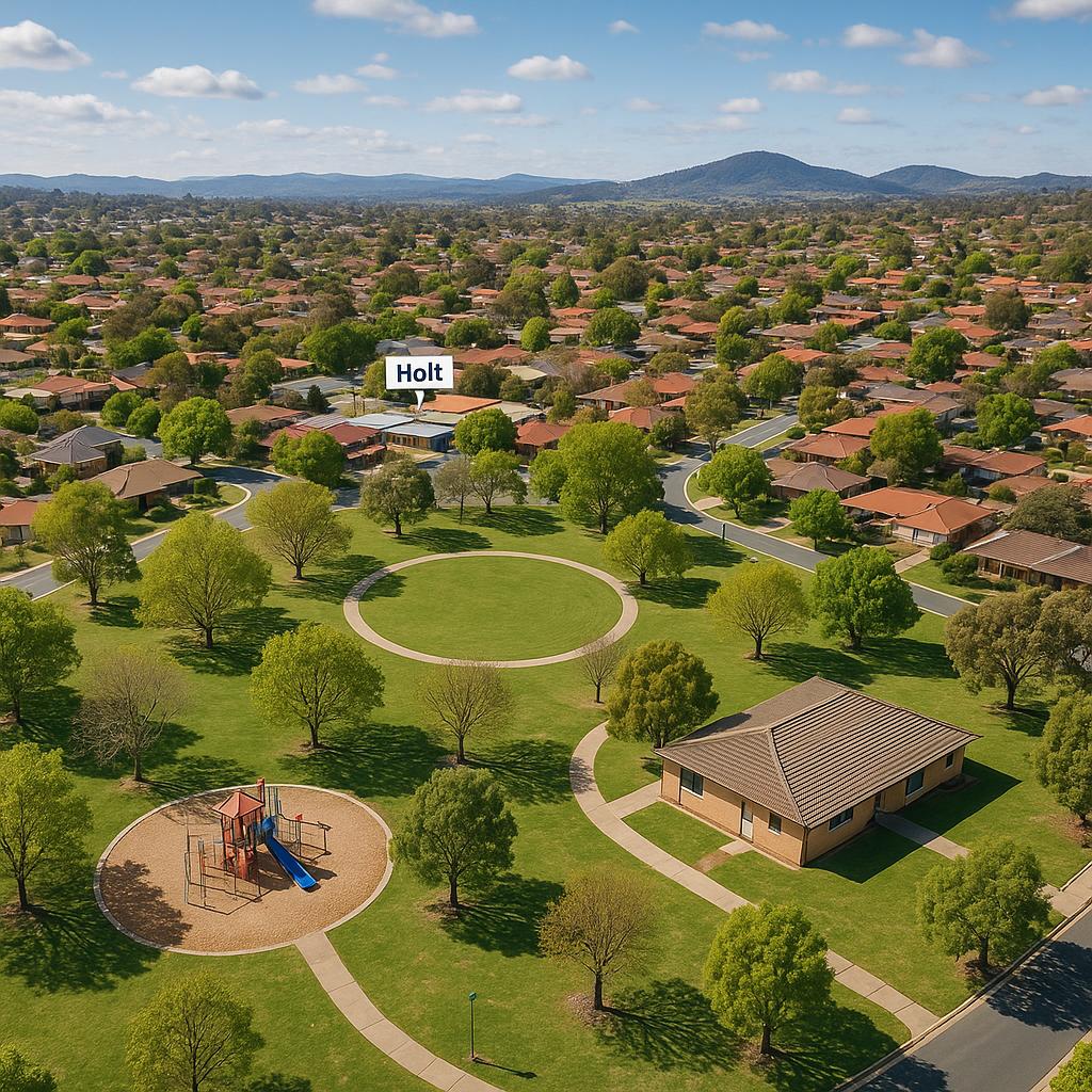 Holt suburb landscape showcasing parks and homes