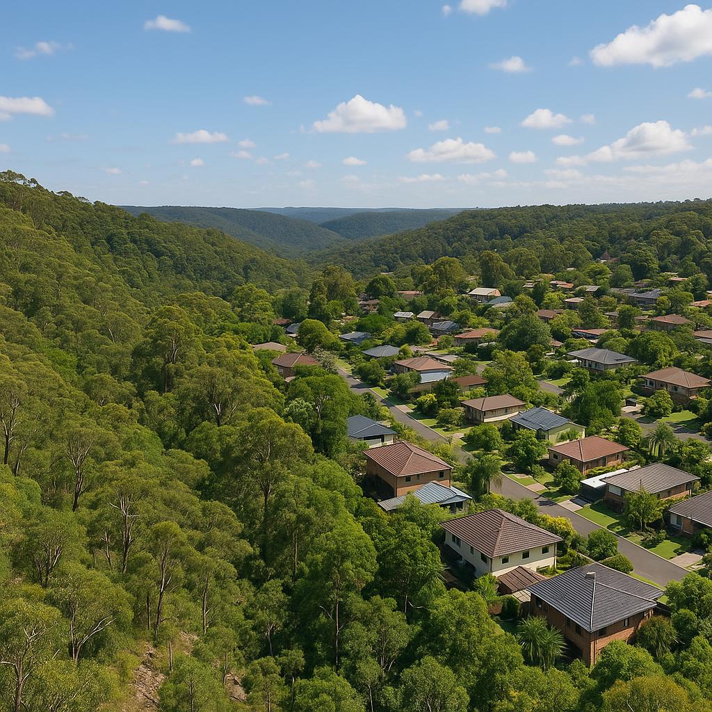 Bushland surroundings and family houses in Hornsby Heights.