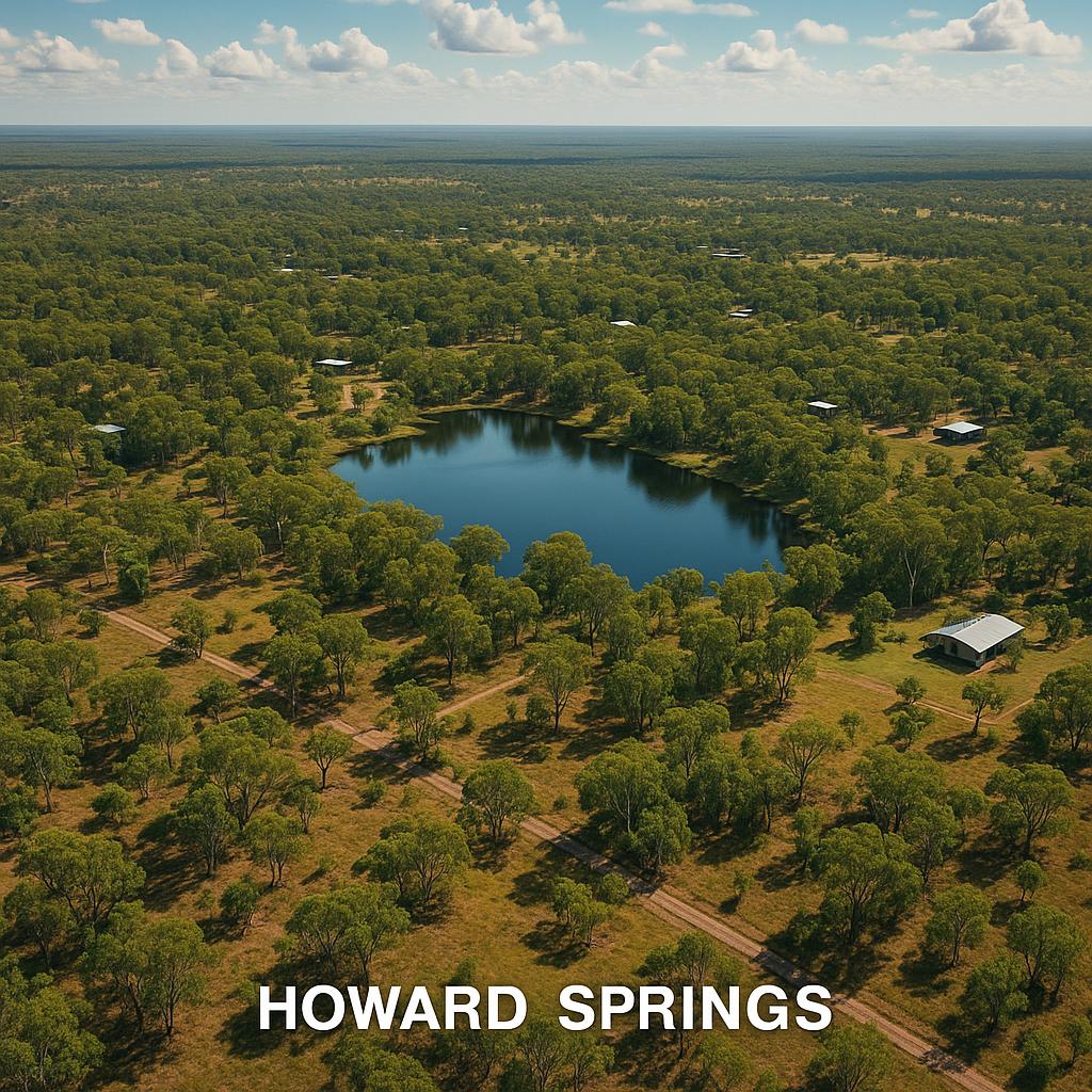 Aerial view of Howard Springs, showing suburban spread and green space