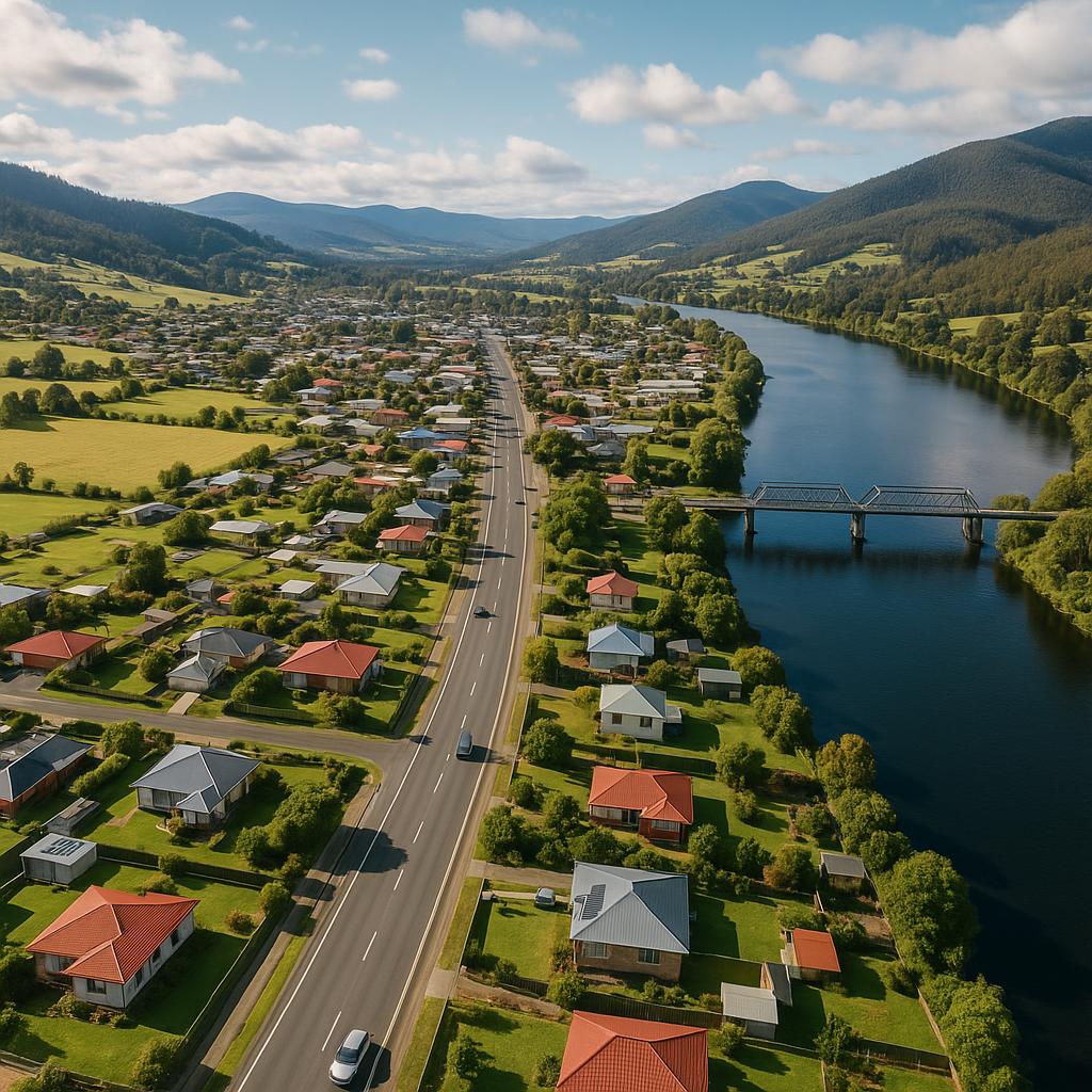 Aerial view of Huonville
