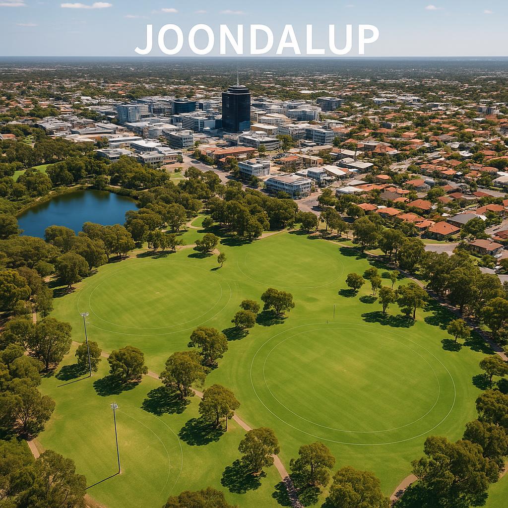 Aerial view of Joondalup with parklands
