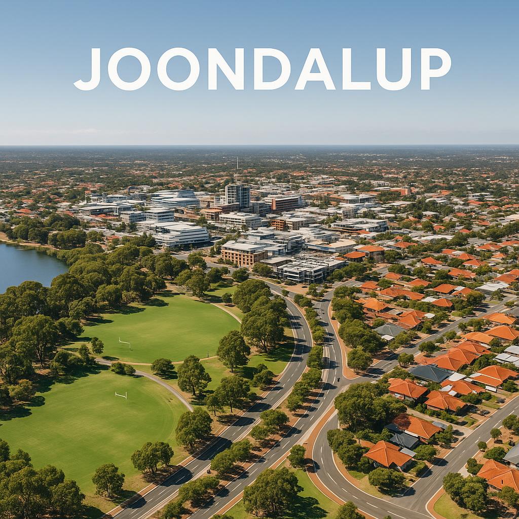Aerial view of Joondalup suburb in Perth, WA.
