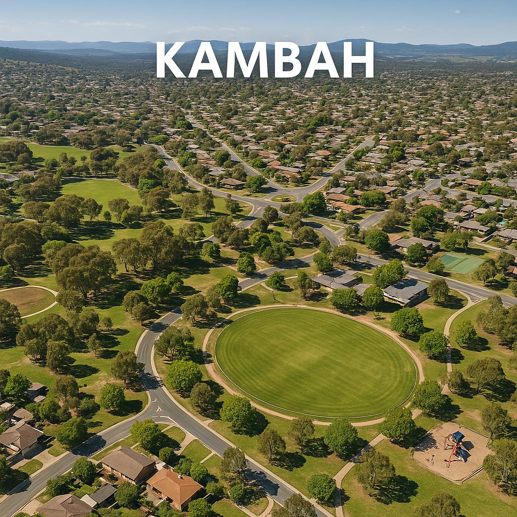 Aerial view of Kambah with parks and homes