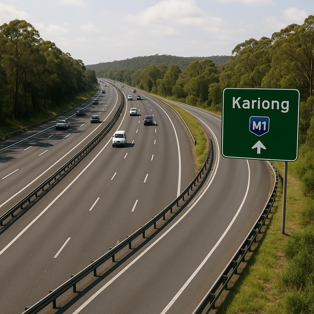 Clear traffic flow on M1 near Kariong