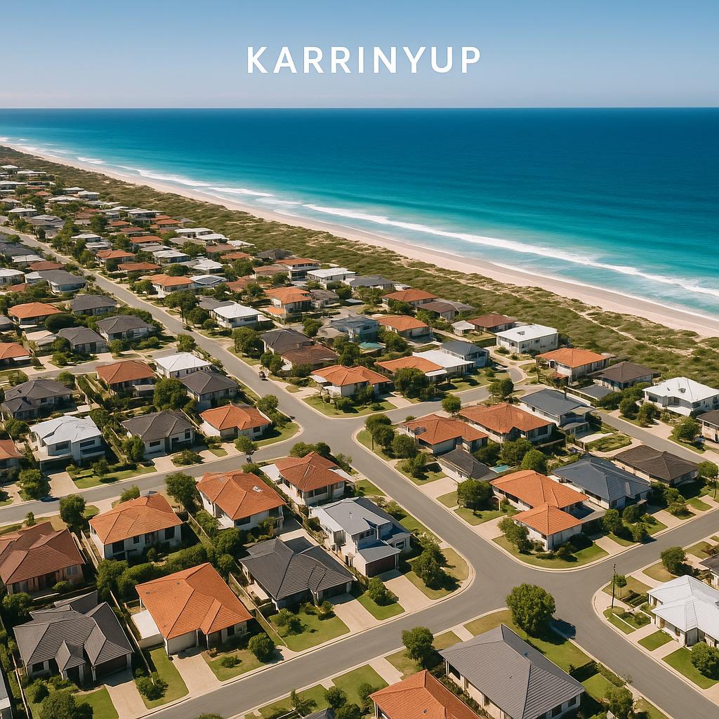 Aerial view of Karrinyup showing residential areas and beaches.