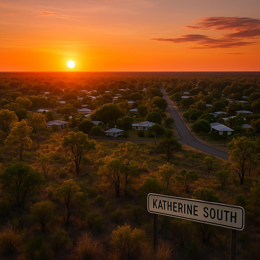 Scenic view of Katherine South suburb at sunset