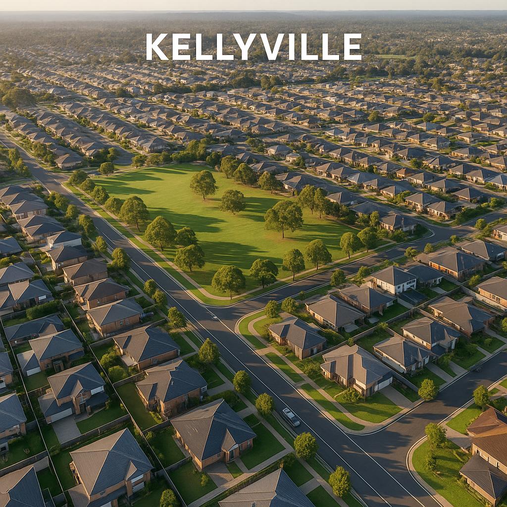 Aerial view of Kellyville with parks and residential areas