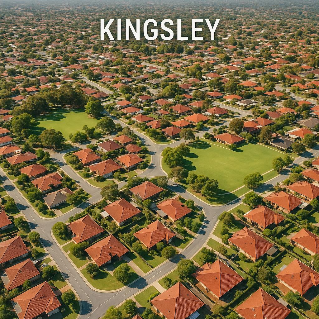 Aerial view of Kingsley suburb showing houses and parks
