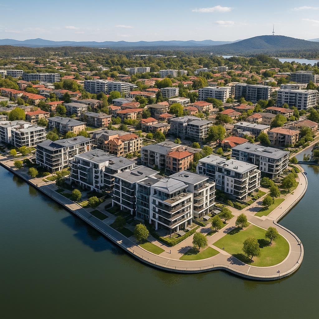 Aerial view of Kingston suburb in Canberra