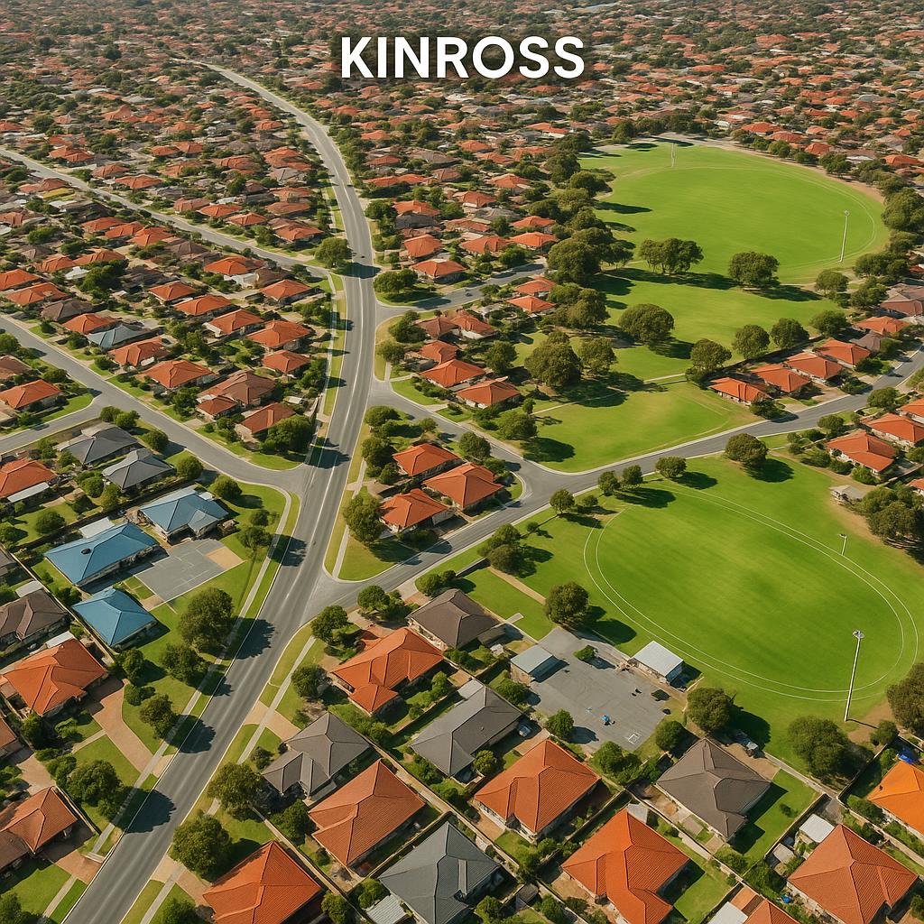 Aerial view of Kinross, WA showcasing parks and homes