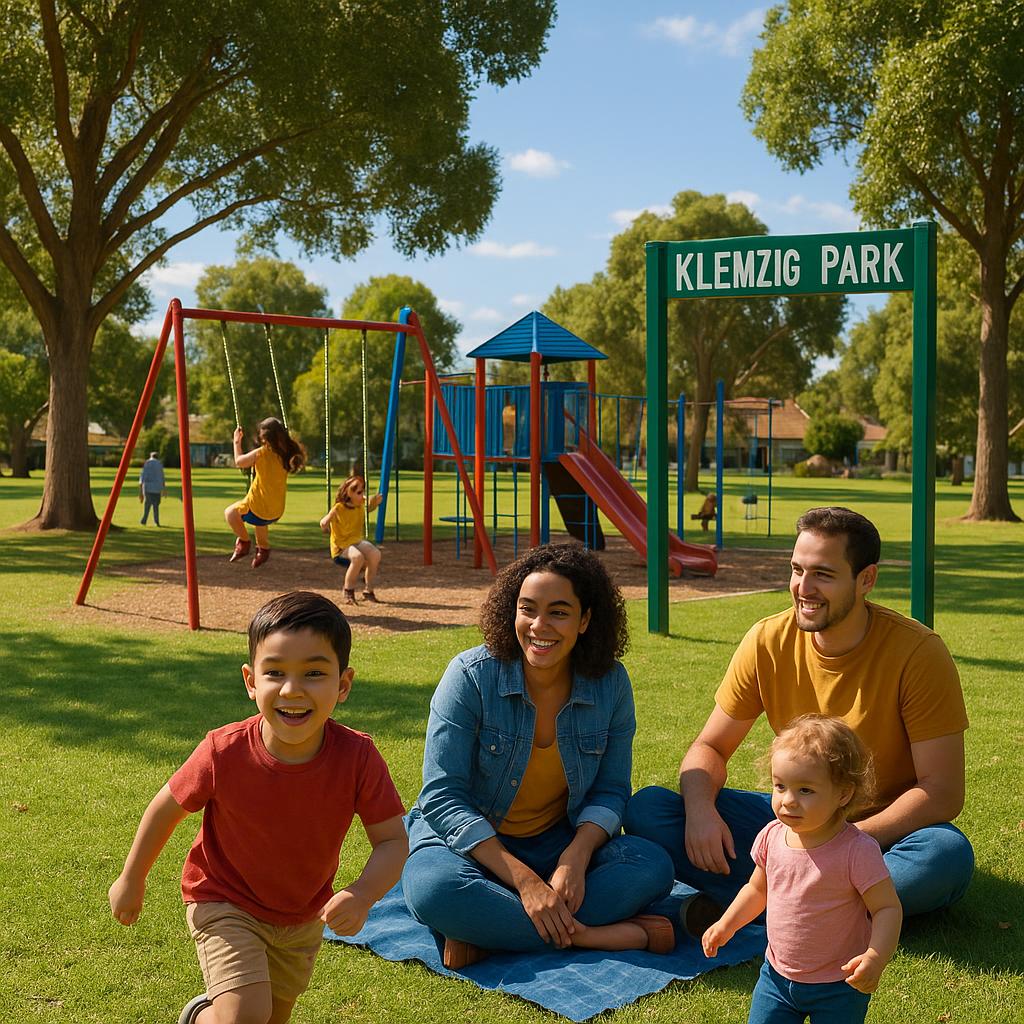 Family enjoying Klemzig park