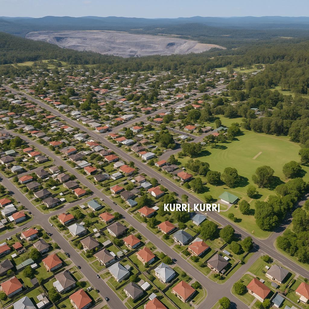 Aerial view of Kurri Kurri showing its green spaces and residential areas