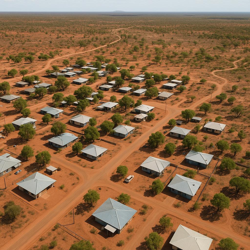 Aerial view of Lajamanu showing landscape and housing
