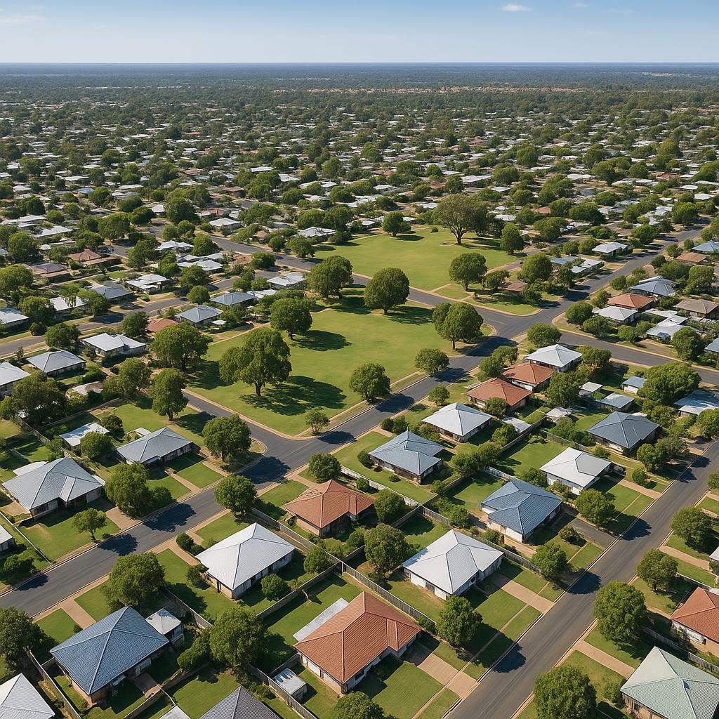 Aerial view of Lamington neighborhood with parks