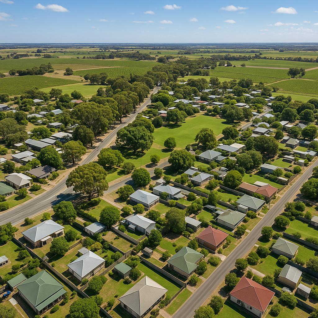 Aerial view of Langhorne Creek, highlighting characteristics of the suburb