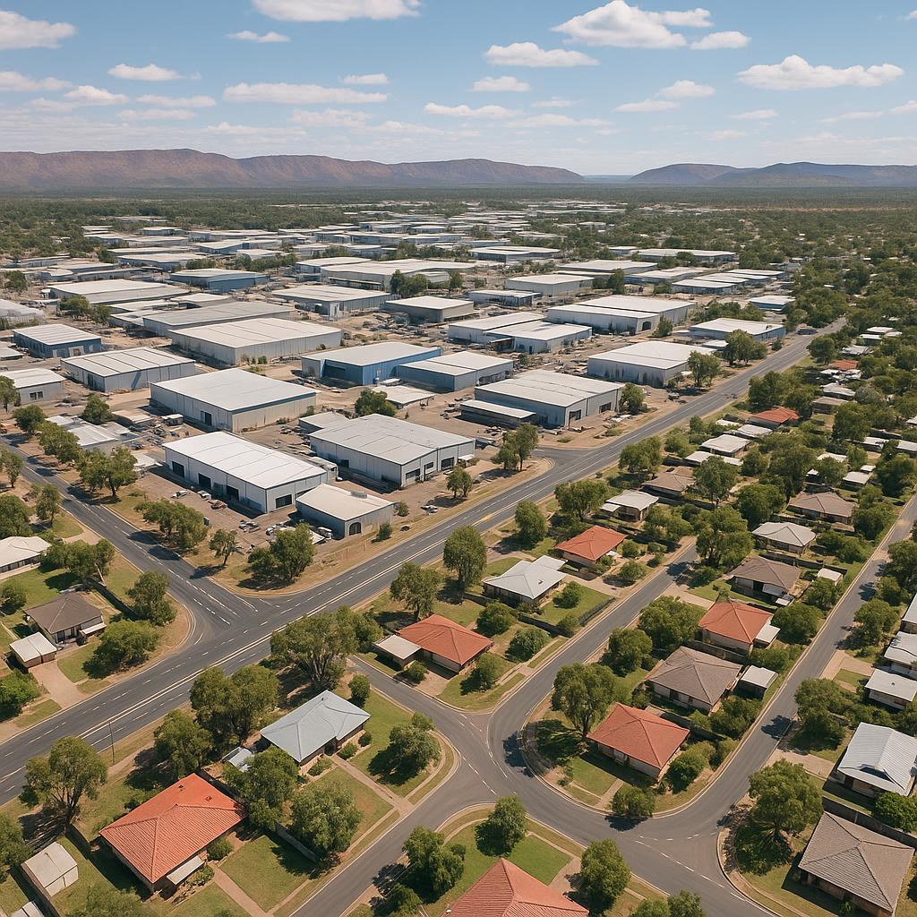 Aerial view of Larapinta suburb showing parks and residential areas