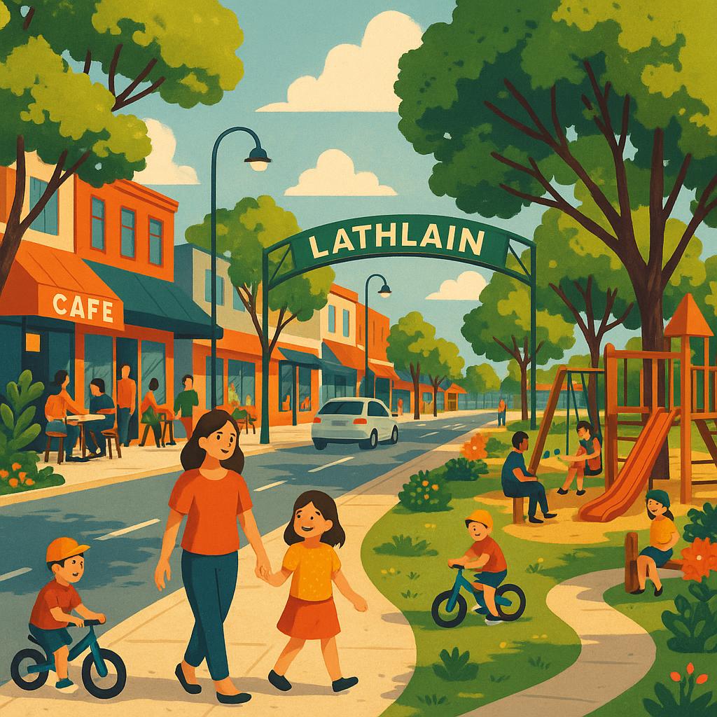 Lathlain community park with families