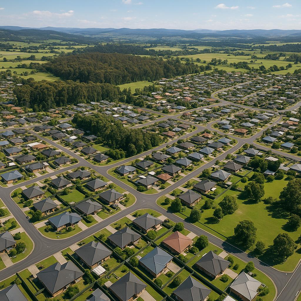 Aerial view of Legana, Tasmania