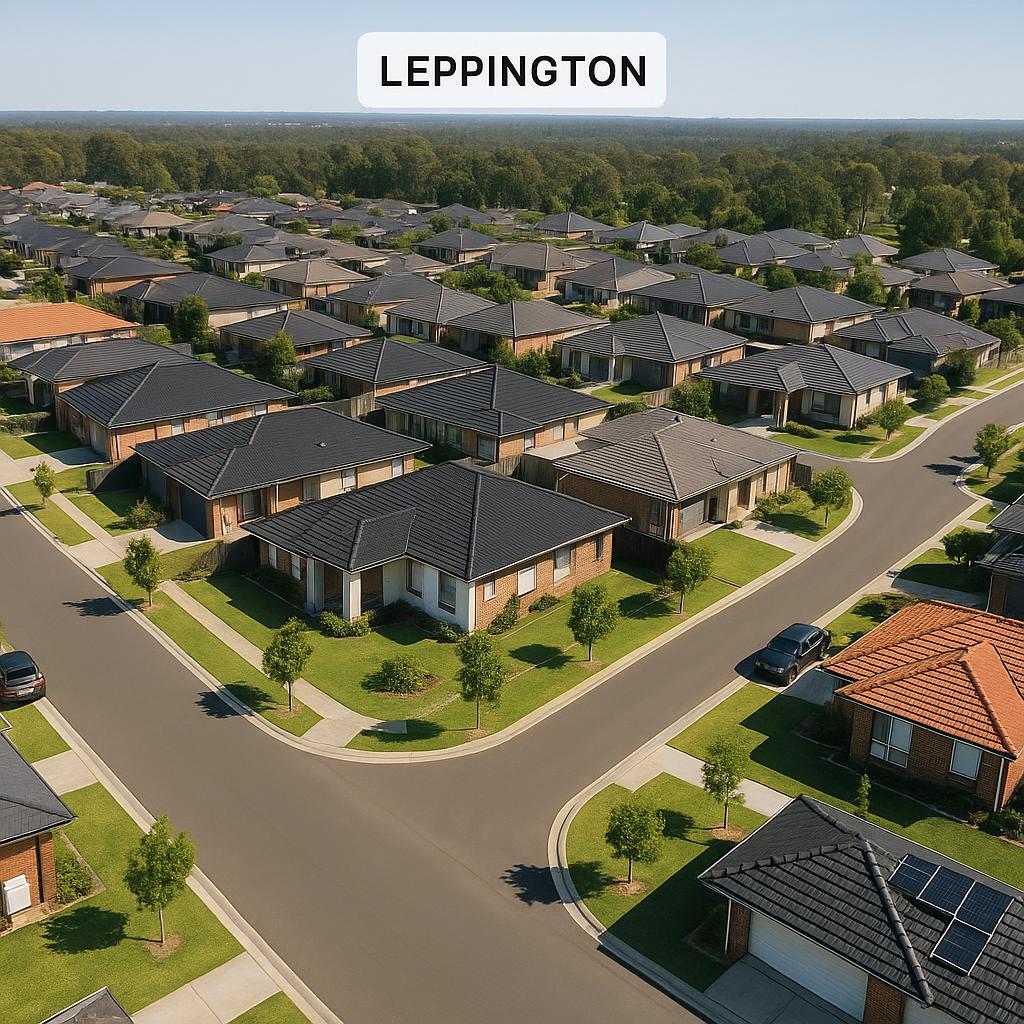 Residential area in Leppington featuring family homes