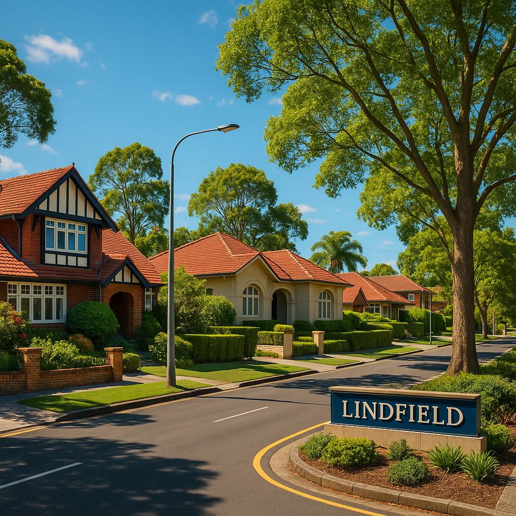 Lindfield suburban street with homes and trees