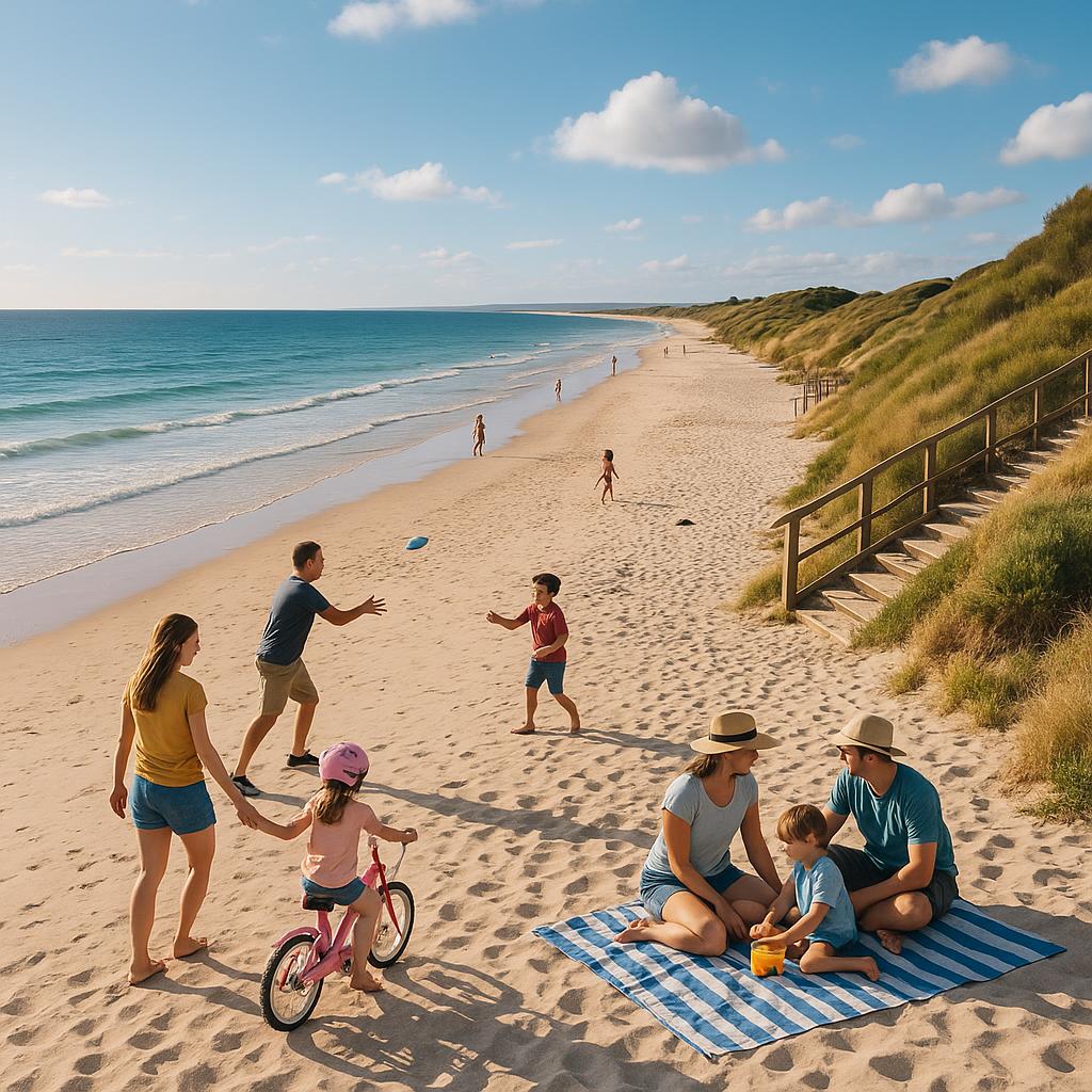 Families enjoying Lockleys beach