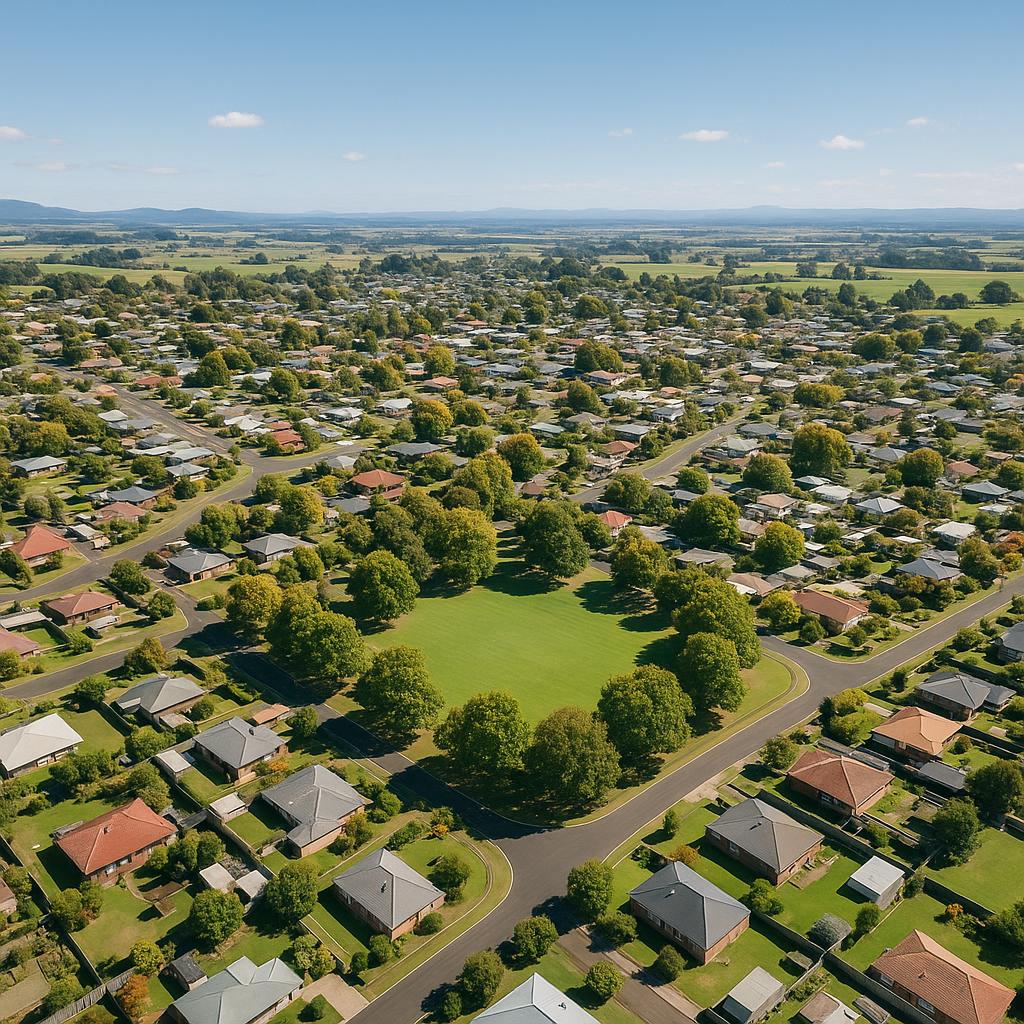Aerial view of Longford, Tasmania