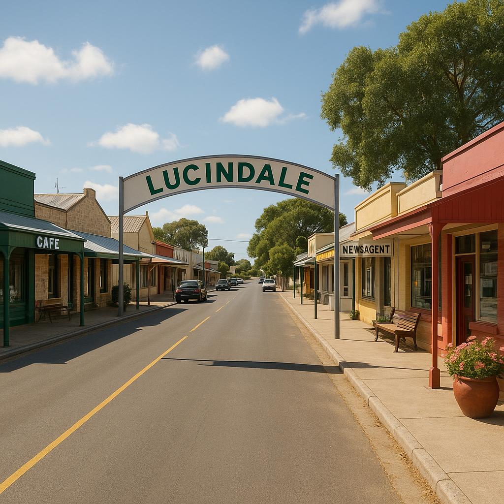 Lucindale main street with local shops
