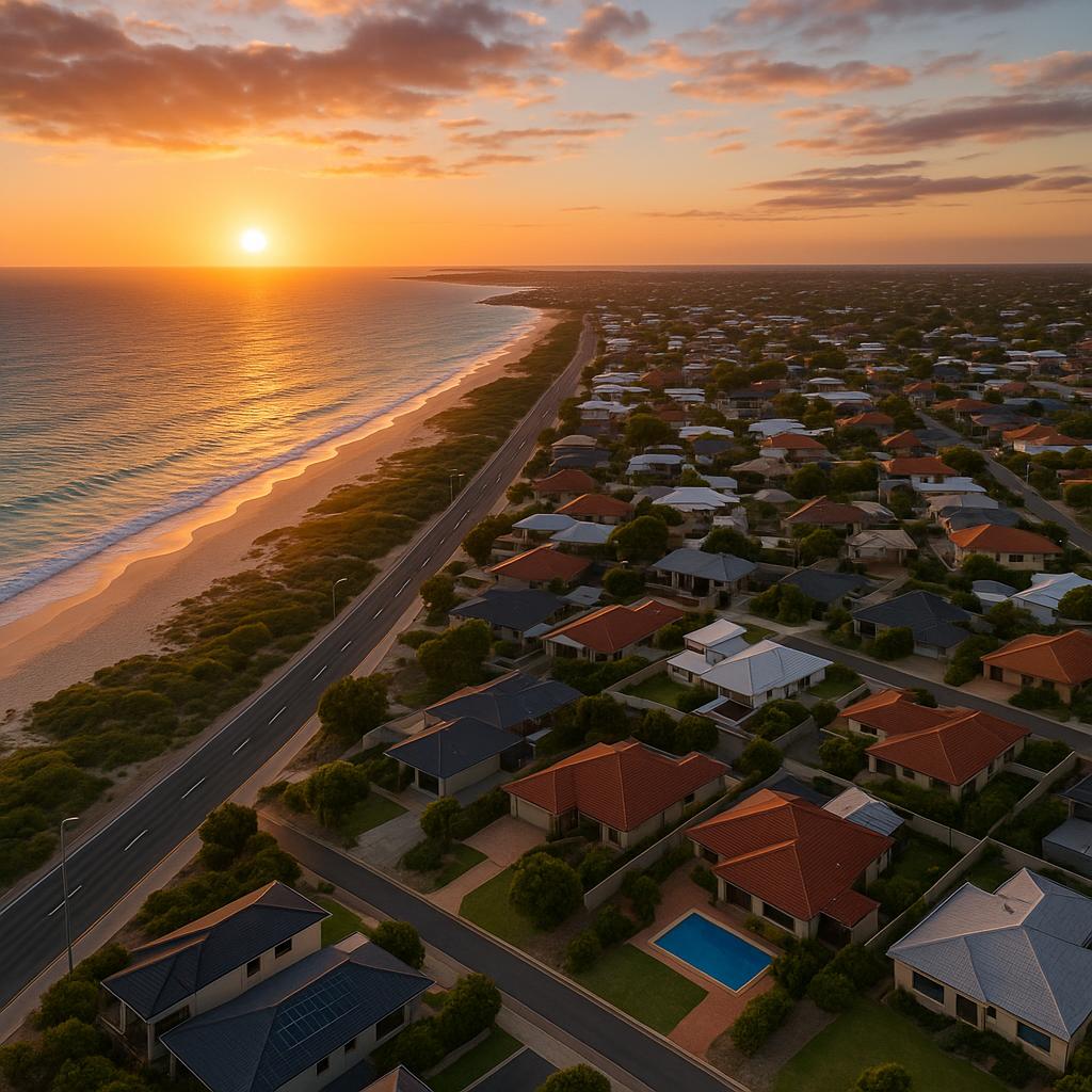 Aerial view of Marmion showcasing the beach and residential areas