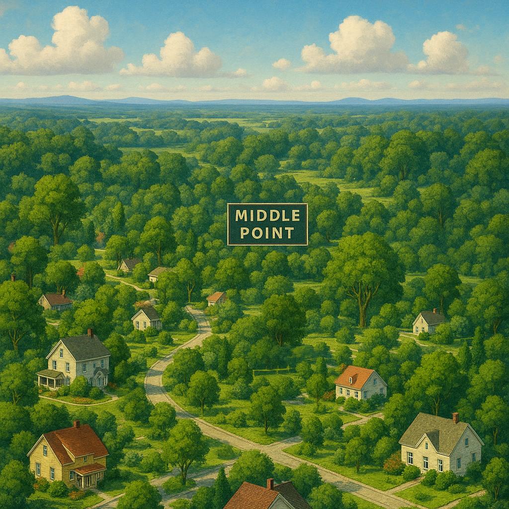 Middle Point suburb view with homes and trees