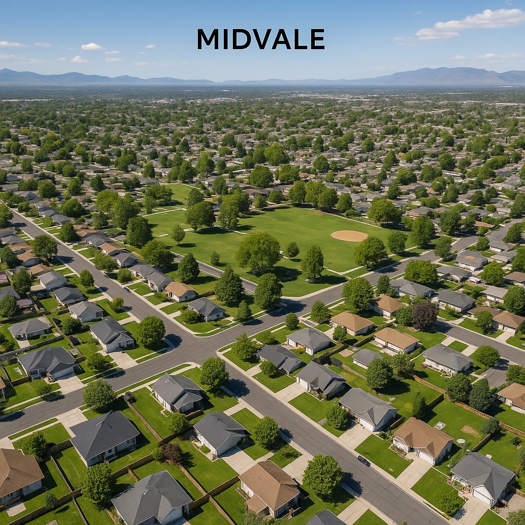 Aerial view of Midvale suburb in Western Australia
