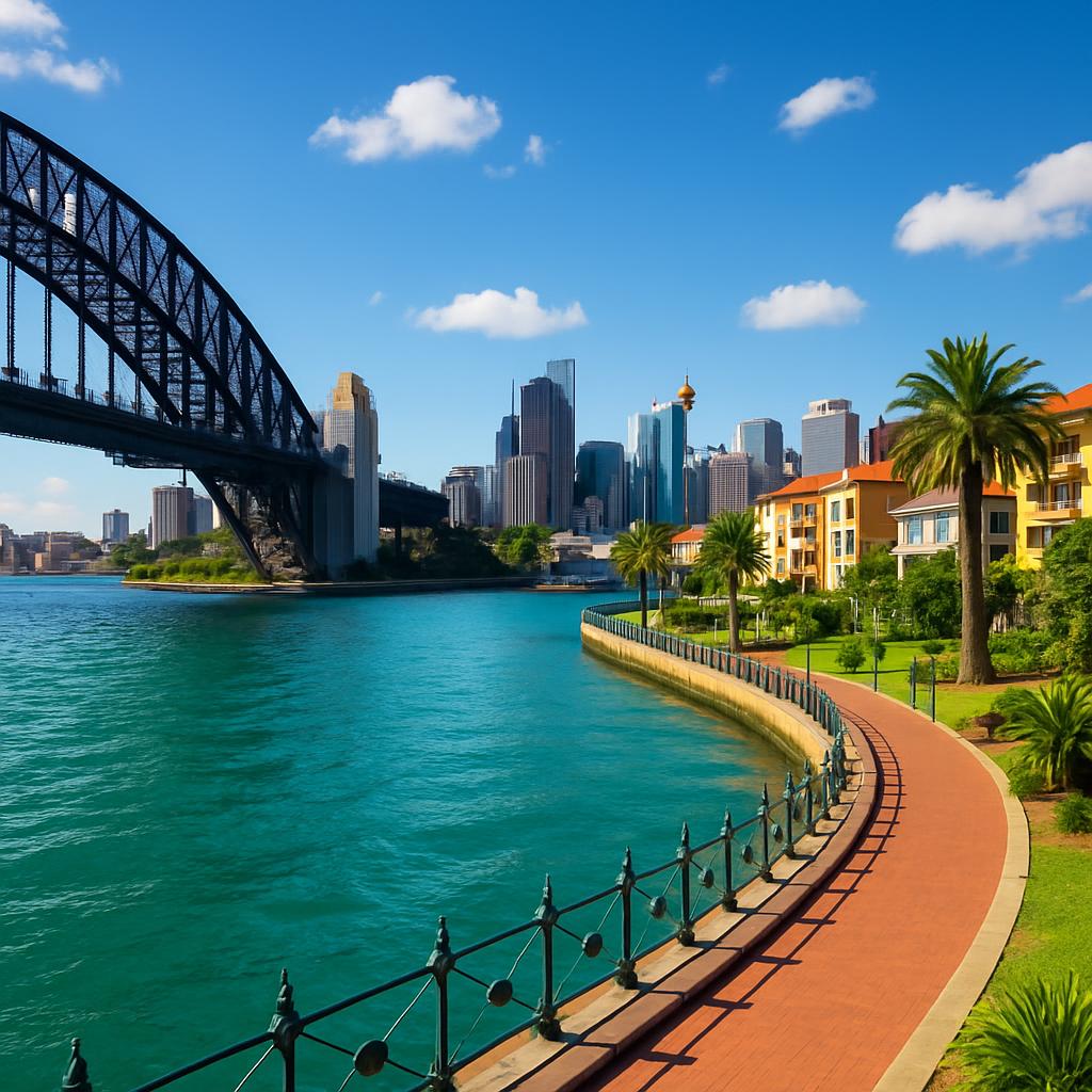 Milsons Point waterfront with skyline