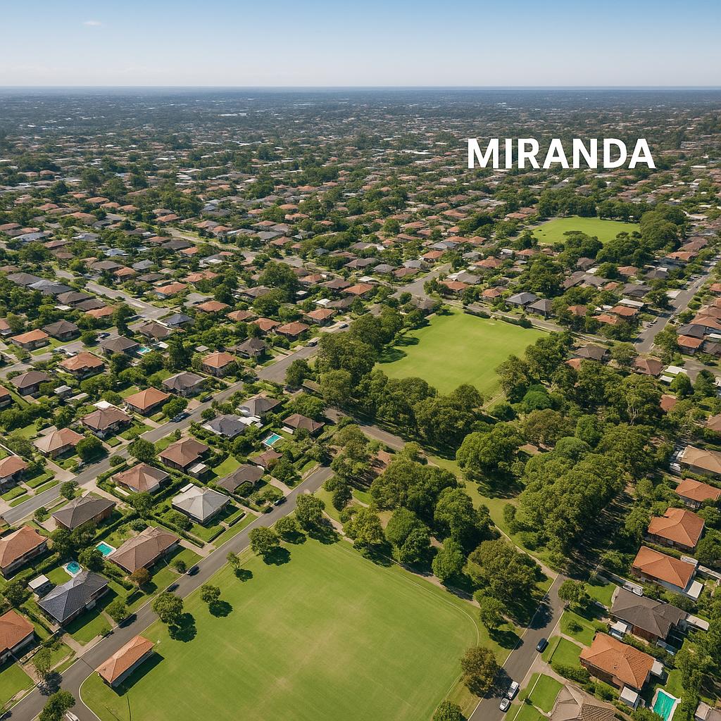 Aerial view of Miranda's residential landscape