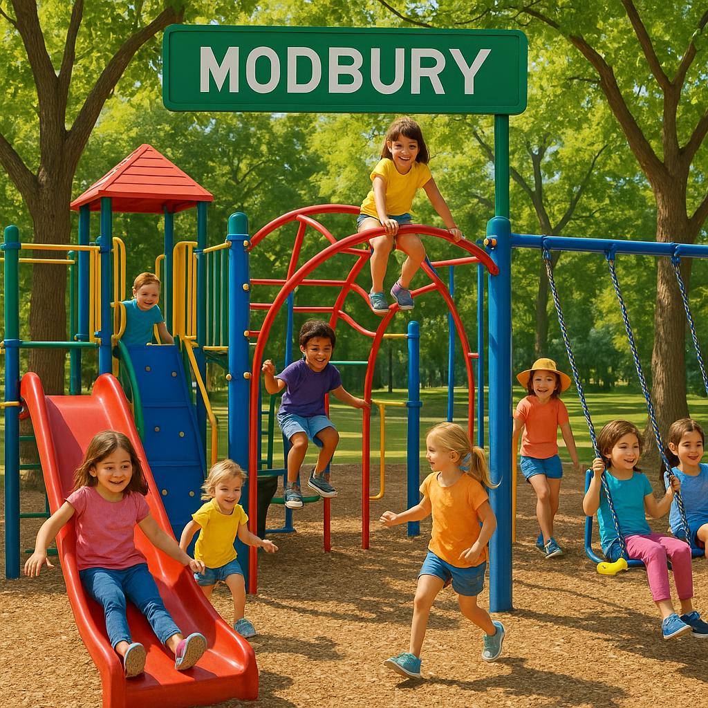 Vibrant playground in Modbury with children playing.