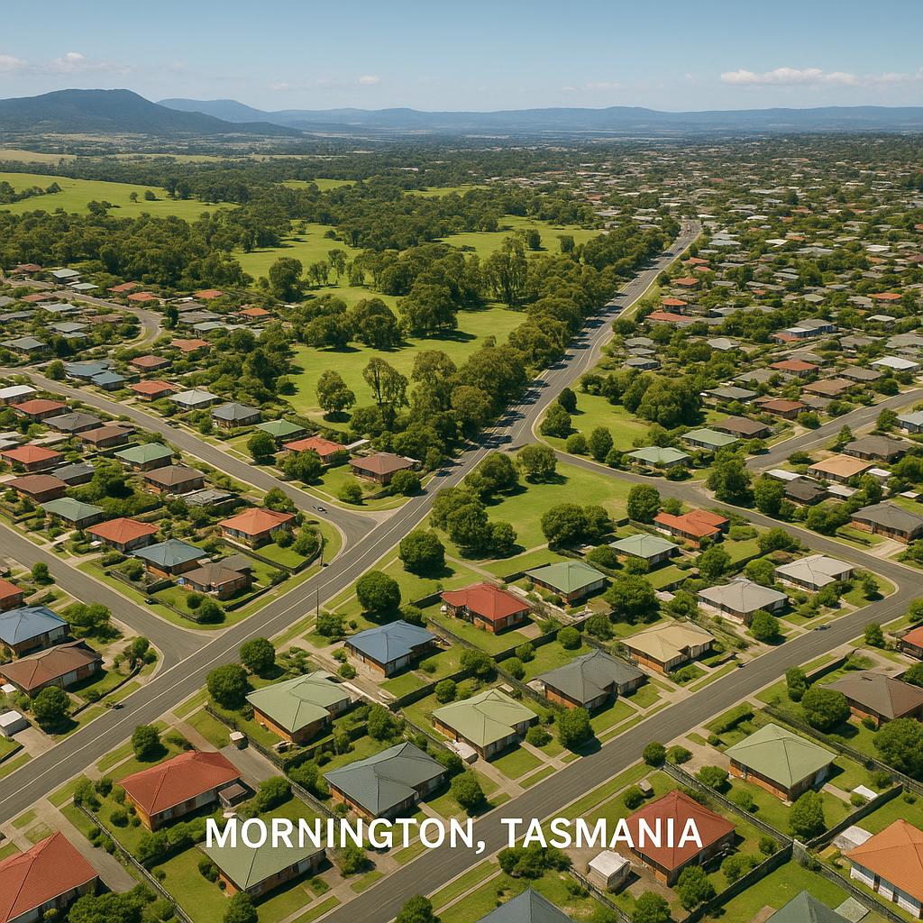 Aerial view of Mornington suburb in Tasmania