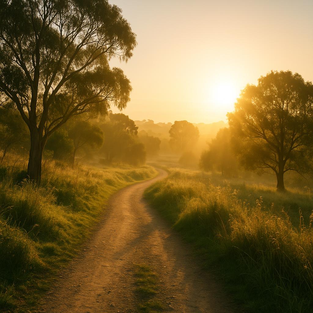 Scenic view of sunlit trails in Morphett Vale