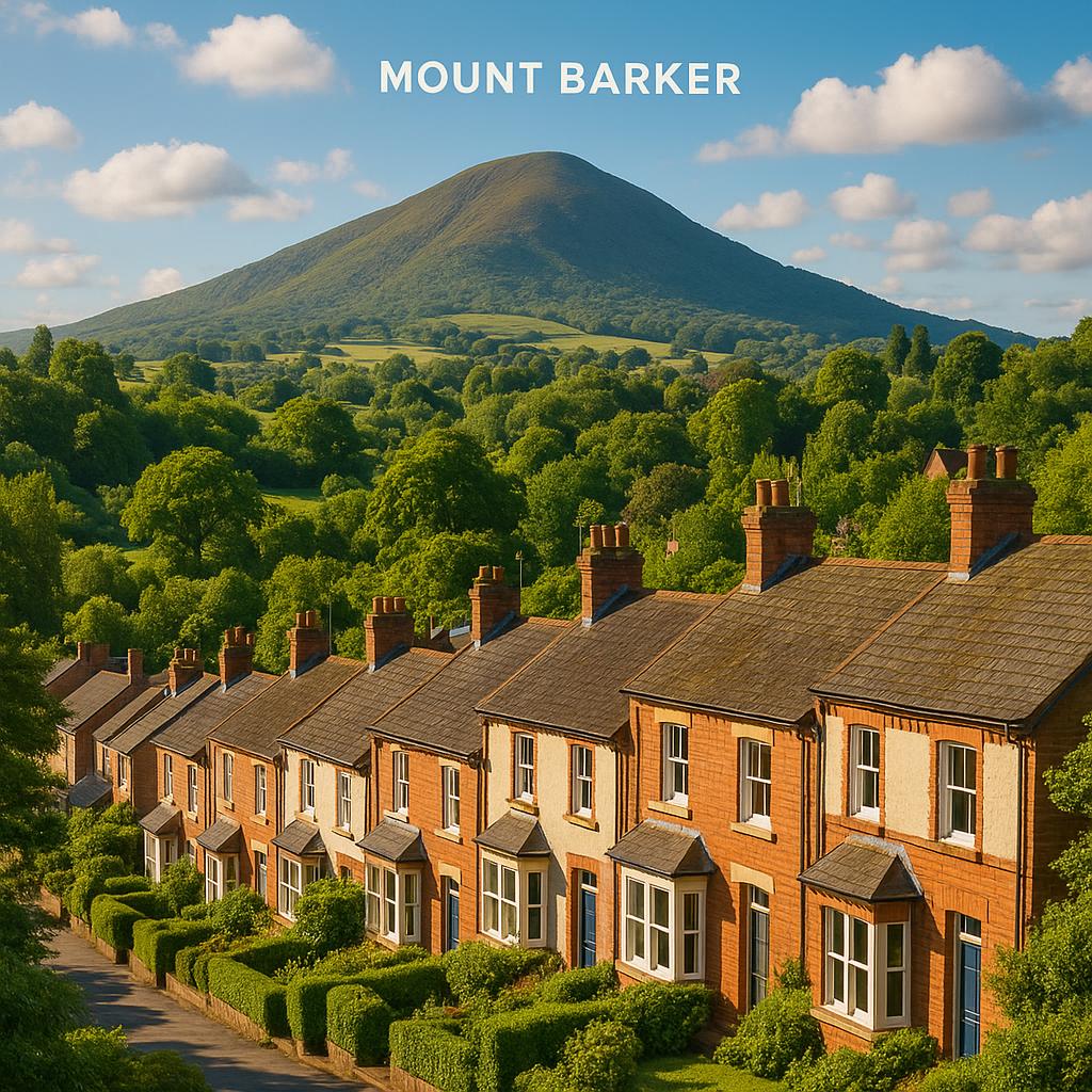 Scenic view of Mount Barker with hillside homes