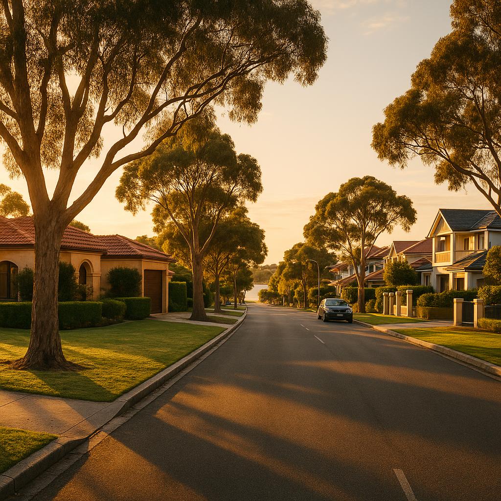 Established premium Perth suburb streetscape with mature trees and well-kept homes