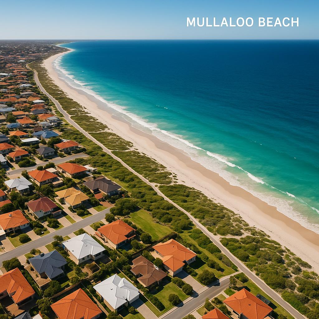 Aerial view of Mullaloo Beach and surrounding homes