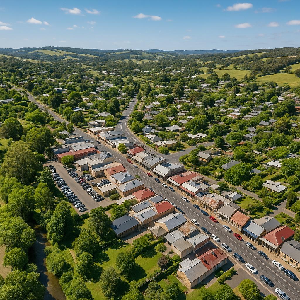 Aerial view of Nairne highlighting local shopping strips