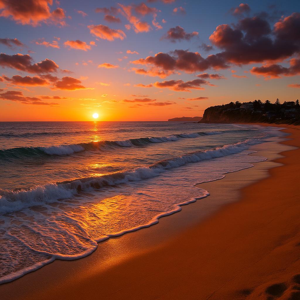 Beautiful Narrabeen beach at sunset